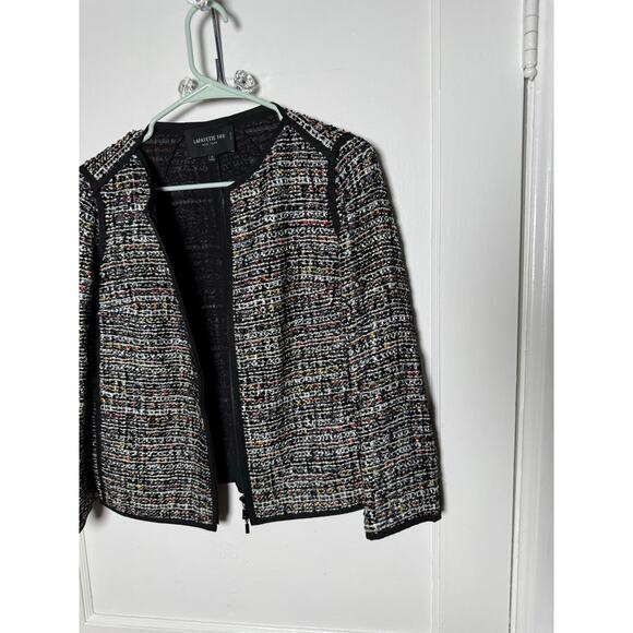 Lafayette 148 Black Multicolor Boucle Speck Tweed Zip Jacket Work Career Small - Picture 2 of 8